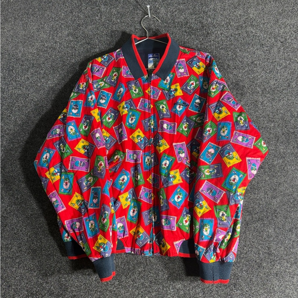 Ellesse Vintage Golf Windbreaker Jacket Men’s XL 80s Red Graphic